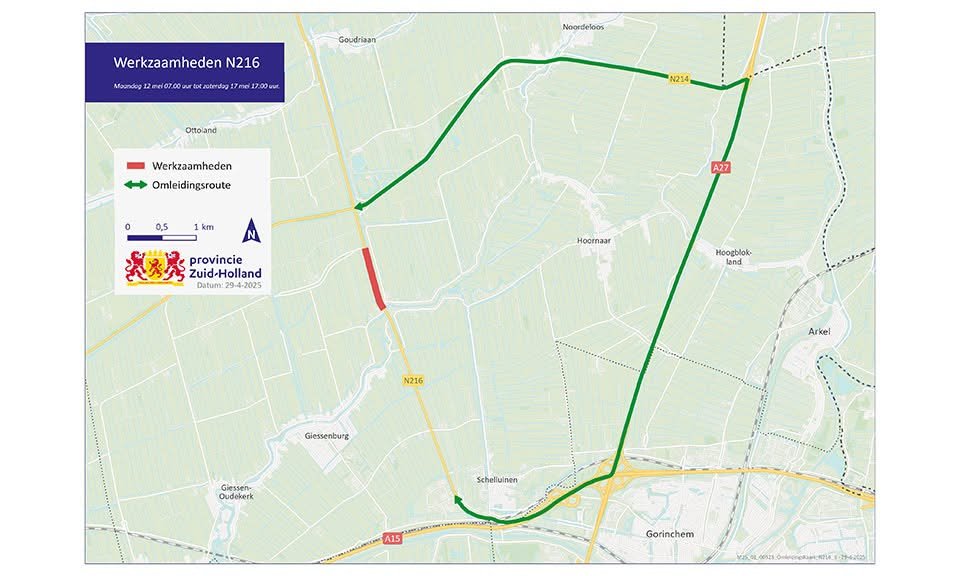 Van 12 tot 17 mei is de N216 afgesloten!